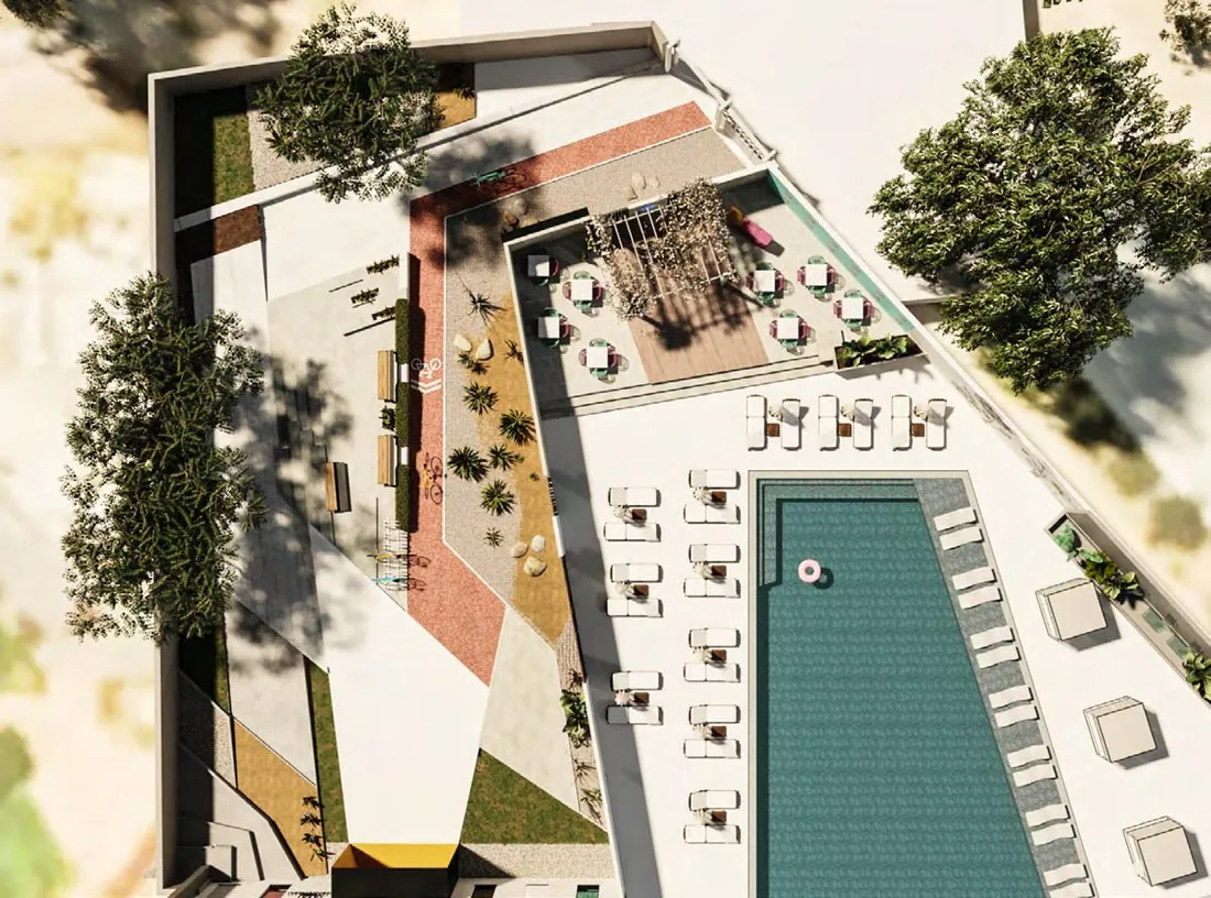 UTH Hotel aerial view of pool deck