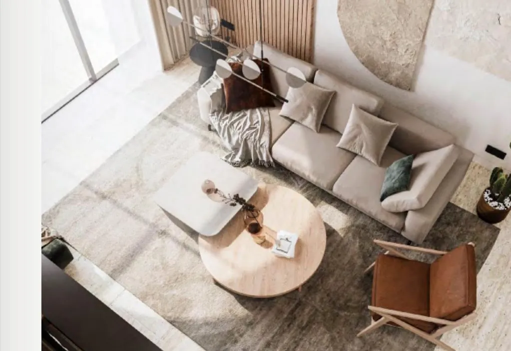 S Island Lounge living room aerial view