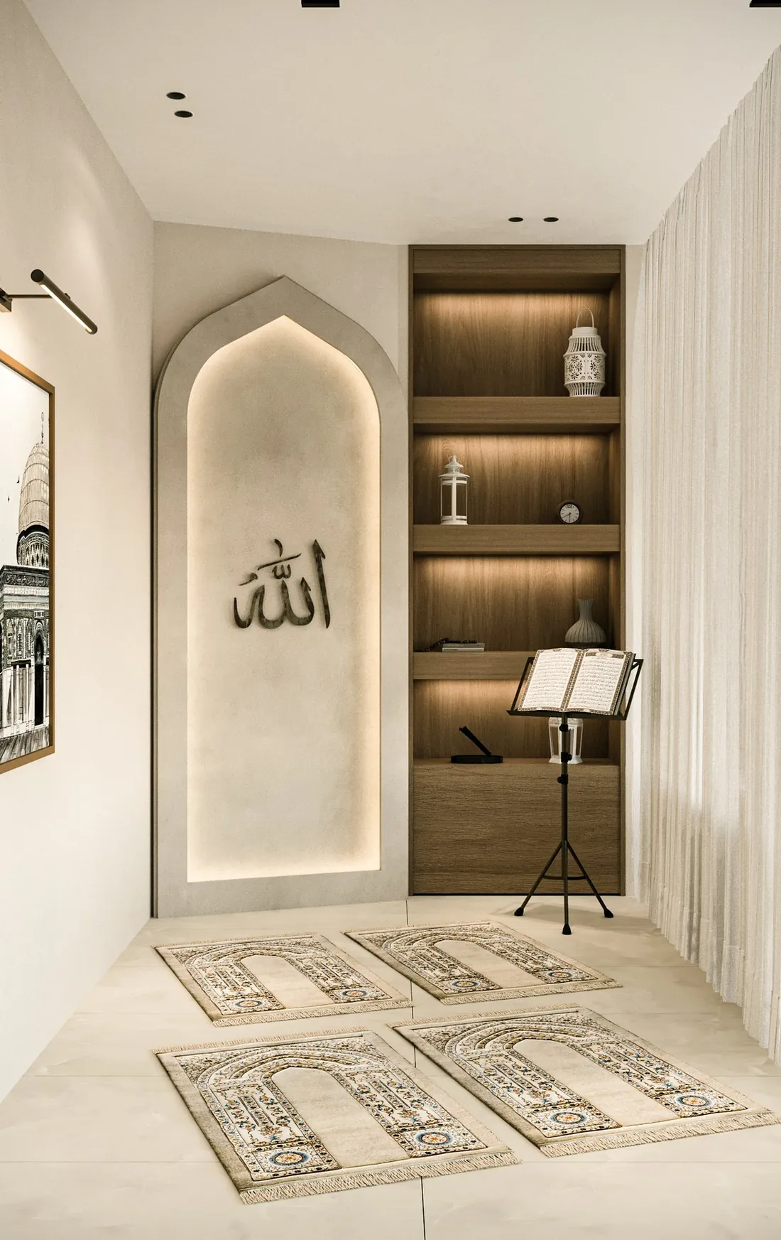 AK Home prayer room with arched niche