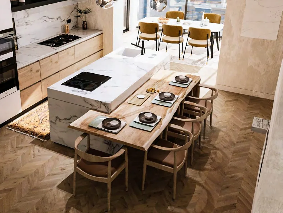 A Island Villa kitchen island and dining table
