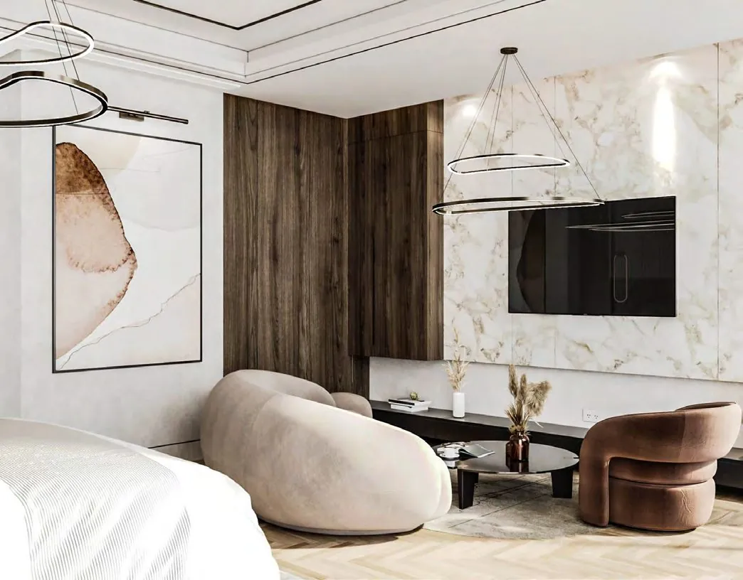 EN Twin House master bedroom seating area