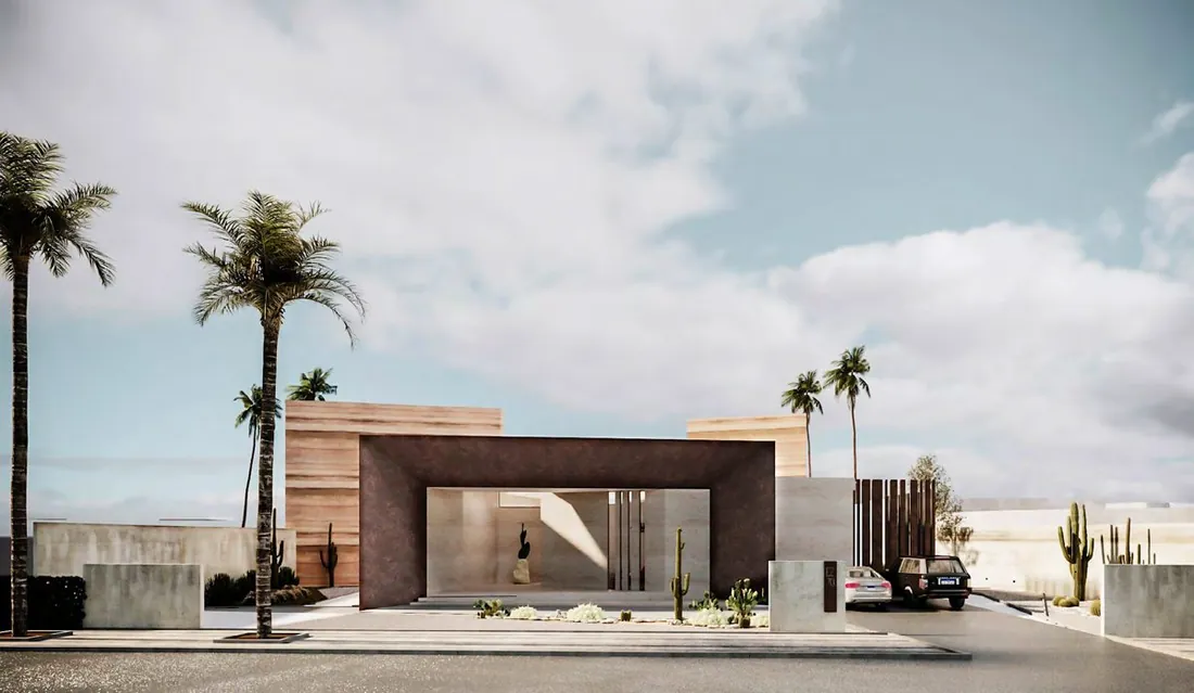 IAA Villa exterior entrance by day